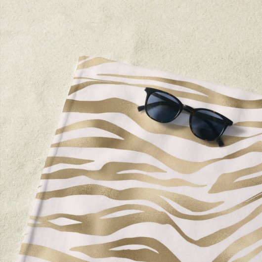 Serviette De Plage Impression Gold Zebra (En situation)
