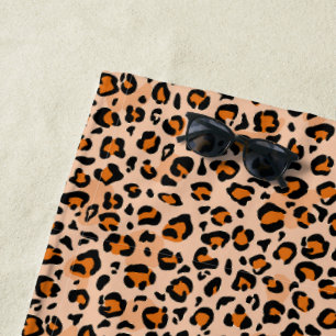 Serviette De Plage Impression léopard orange et marron