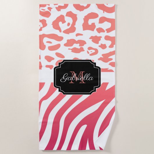 Serviette De Plage Impression Lepard / Impression Zebra (Devant)