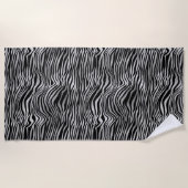 Serviette De Plage Impression noire en argent (Devant)