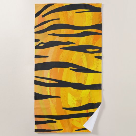 Serviette De Plage Impression tigre avec orange (Devant)