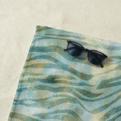 Serviette De Plage Impression turquoise Gold Zebra (En situation)