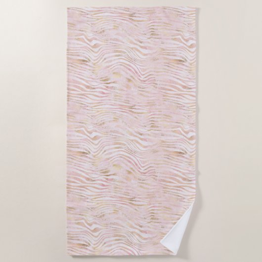 Serviette De Plage Impression Zebra Gold de Glam rose (Devant)