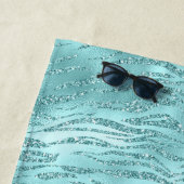 Serviette De Plage Impression Zebra Mint Glitzy (En situation)