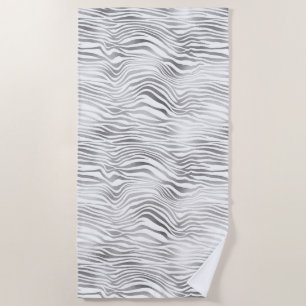 Serviette De Plage Impression Zèbre blanc argenté
