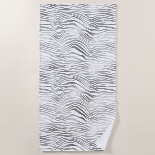 Serviette De Plage Impression Zèbre blanc argenté (Devant)
