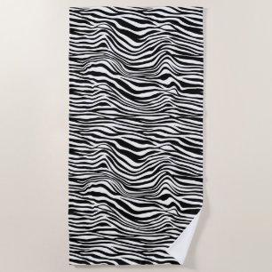 Serviette De Plage Impression Zèbre noir et blanc