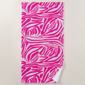 Serviette De Plage Impression zèbre rose (Devant)