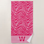 Serviette De Plage Impression Zèbre rose (Devant)