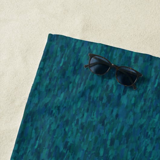 Serviette De Plage Impressionist Brush Strokes, Navy, Teal, Blue (En situation)