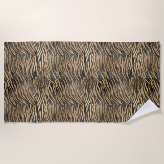 Serviette De Plage Imprimante Black Glitzy Sparkle Zebra (Devant)