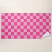 Serviette De Plage Imprimé à carreaux rose (Devant)