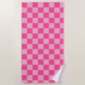 Serviette De Plage Imprimé à carreaux rose (Devant)