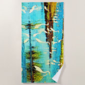 Serviette De Plage imprimé d'aigrettes enneigées (Devant)