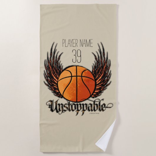 Serviette De Plage Inarrêtable (basket-ball) (Devant)