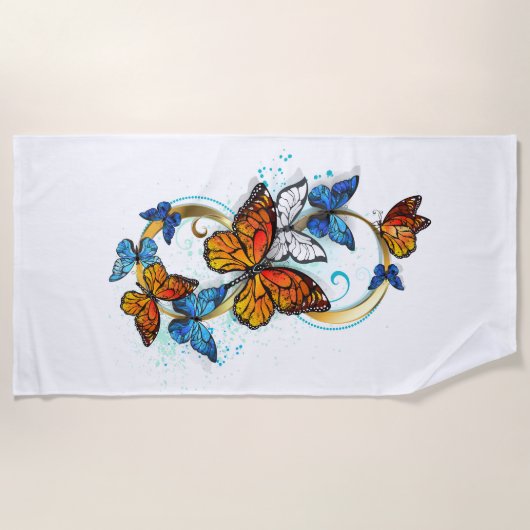 Serviette De Plage Infinité de papillons monarques (Devant)