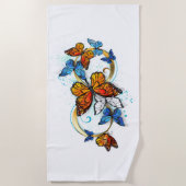 Serviette De Plage Infinité de papillons monarques (Devant)
