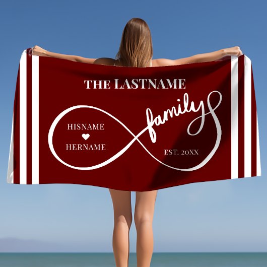 Serviette De Plage Infinity Personalized Family Name and Est. Date