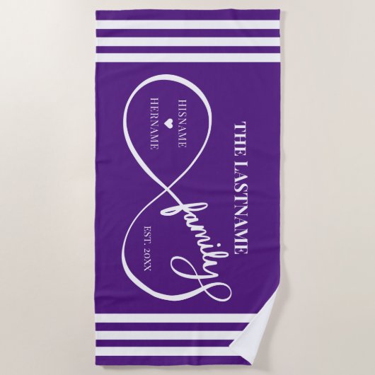 Serviette De Plage Infinity Personalized Family Name and Est. Date (Devant)