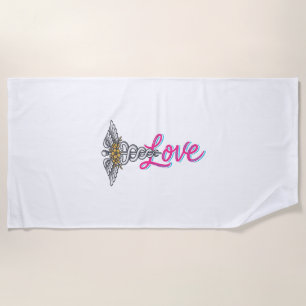 Serviette De Plage Infirmière Amour Caducée Floral Médical Design Ver