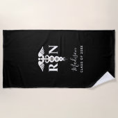 Serviette De Plage Infirmière diplômée Médicale Noir Blanc Personnali (Devant)