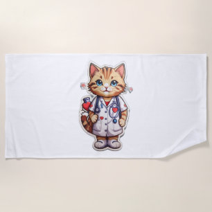 Serviette De Plage Infirmière en cardiologie du chat mou