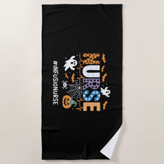 Serviette De Plage Infirmière Infusion Infirmière Stethoscope Hallowe (Devant)