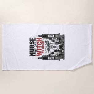 Serviette De Plage Infirmière le jour sorcière la nuit Design Hallowe