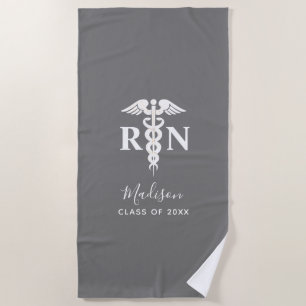 Serviette De Plage Infirmière RN Graduation Médicale Caduceus Personn