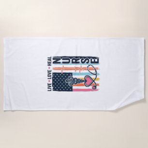 Serviette De Plage Infirmière Vivez Amour Guérir Patriotique Vintage