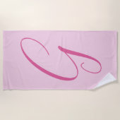 Serviette De Plage Initial Letter Monogram Light Pink Plain Chic (Devant)