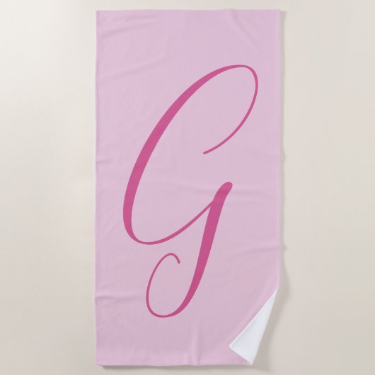 Serviette De Plage Initial Letter Monogram Light Pink Plain Chic (Devant)