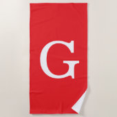 Serviette De Plage Initial Letter Monogram Red White Plain Simple (Devant)