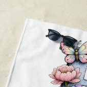 Serviette De Plage Initiale Florale Fantaisiste Avec Licorne Pour Enf (En situation)