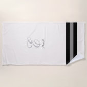 Serviette De Plage Initiale personnalisable blanc et noir bridesmaid (Devant)
