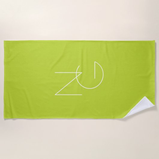 Serviette De Plage Initiales de chevauchement modernes 2 | Lime vert (Devant)