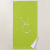Serviette De Plage Initiales de chevauchement modernes 2 | Lime vert (Devant)