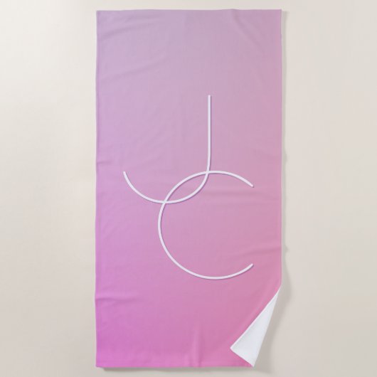 Serviette De Plage Initiales de chevauchement modernes 2 | Ombre rose (Devant)