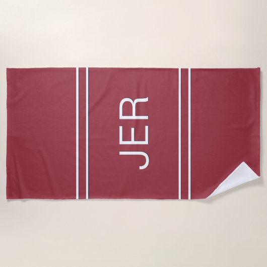 Serviette De Plage Initiales monogrammes classiques personnalisées ro (Devant)