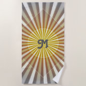 Serviette De Plage Initiales Monogrammes sur stries Starburst Gris Ja (Devant)