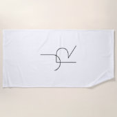 Serviette De Plage Initiales superposées Modern 2 | Noir sur Blanc (Devant)