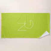 Serviette De Plage Initiales superposées Modernes 2 | Vert Citron (Devant)