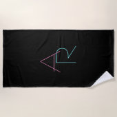 Serviette De Plage Initiales superposées modernes | Turquoise rose no (Devant)