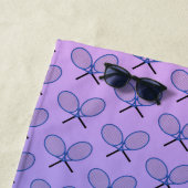 Serviette De Plage Initiales texte personnalisé à motif bleu rose (En situation)