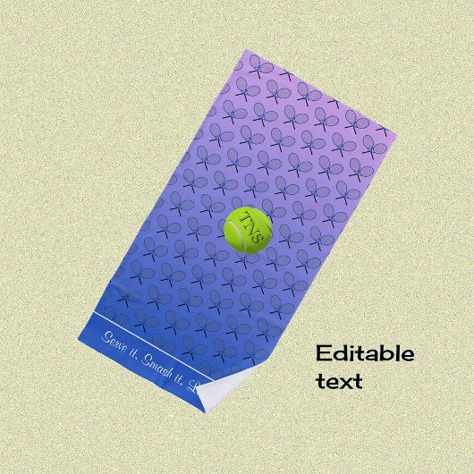 Serviette De Plage Initiales texte personnalisé à motif bleu rose