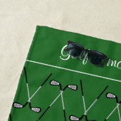 Serviette De Plage Initiales texte personnalisé à motif vert (En situation)