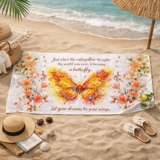 Serviette de plage inspirante papillon vibrant