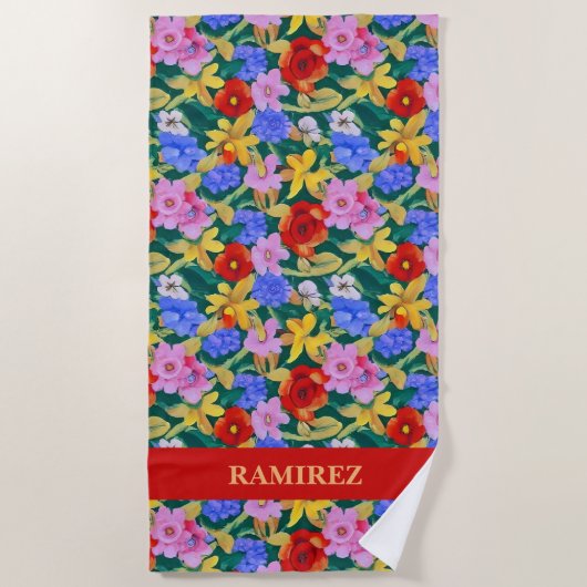 Serviette de plage inspirée Frida Kahlo (Devant)