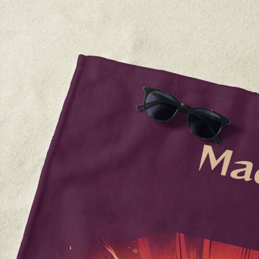 Serviette De Plage Instruments de musique de nom personnalisé (En situation)