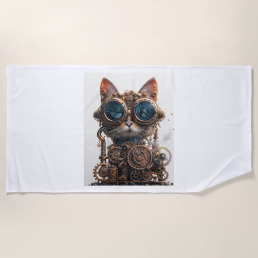 Serviette De Plage Inventeur de chats Steampunk (Devant)